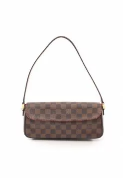 Pre-loved LOUIS VUITTON Recoleta Black Checkered Handbag PVC Genuine Leather Brown