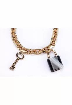 Pre-Loved Louis Vuitton Enamel Lock & Key Charm Bracelet (M75435) (TE0154), long 17cm to 21cm, diameter 4.5cm to 5.8cm, no Dust Cover -Louis Vuitton Shop louis vuitton 4257 2279116 4