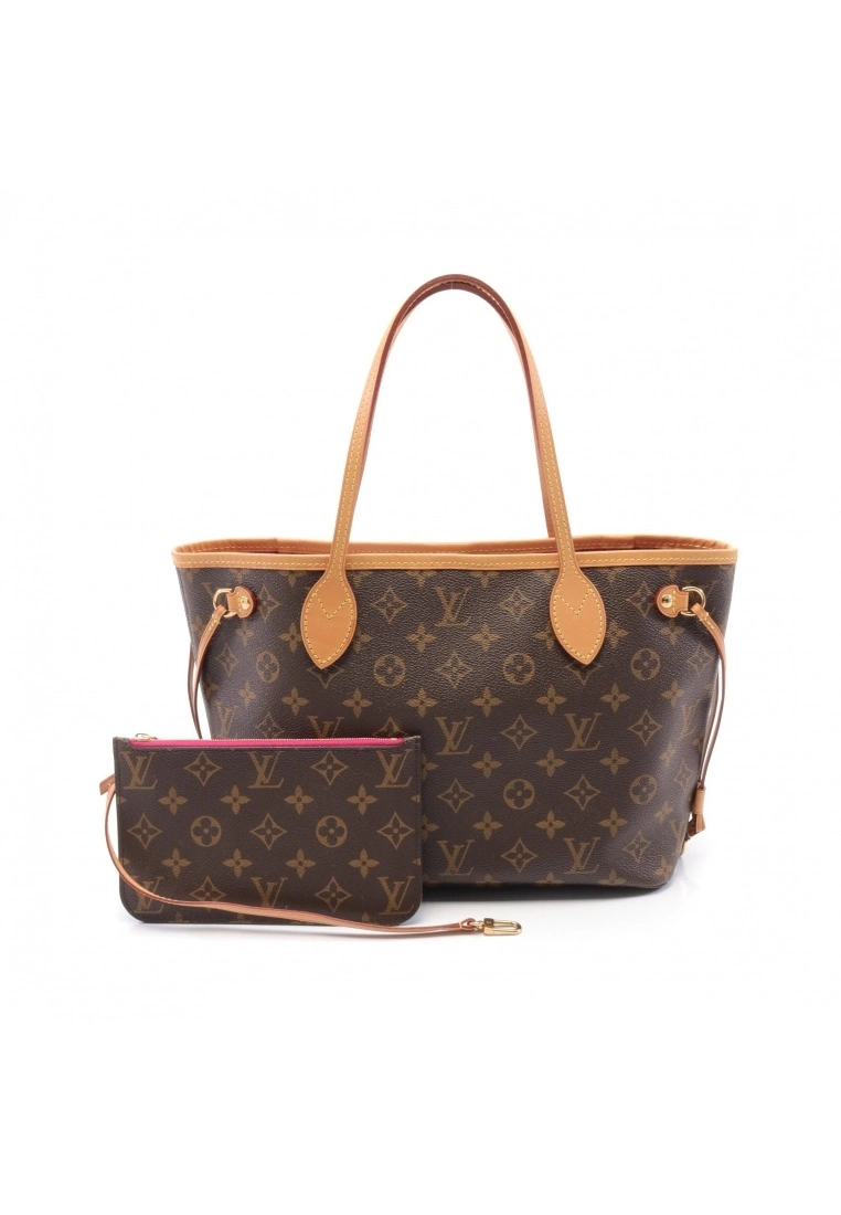 Pre-loved LOUIS VUITTON Neverfull PM Classic Monogram Pivot peony red Handbag Tote Bag PVC Genuine Leather Brown 3 Pre-loved LOUIS VUITTON Neverfull PM Classic Monogram Pivot peony red Handbag Tote Bag PVC Genuine Leather Brown