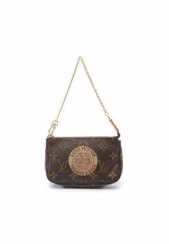 Pre-loved LOUIS VUITTON T&B Mini Pochette Accessoires Classic Monogram Chain Handbag PVC Genuine Leather Brown