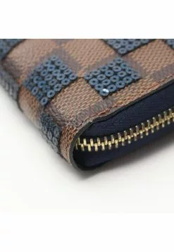 Pre-loved LOUIS VUITTON Checkered Rounded corner zipper long Wallet PVC Brown Blue -Louis Vuitton Shop louis vuitton 5184 0713936 5