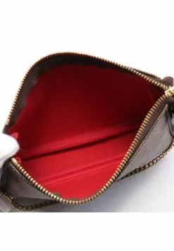 Pre-loved LOUIS VUITTON Mini Pochette Accessoires Black checkerboard grid Chain Handbag PVC Genuine Leather Brown -Louis Vuitton Shop louis vuitton 5186 7713936 3