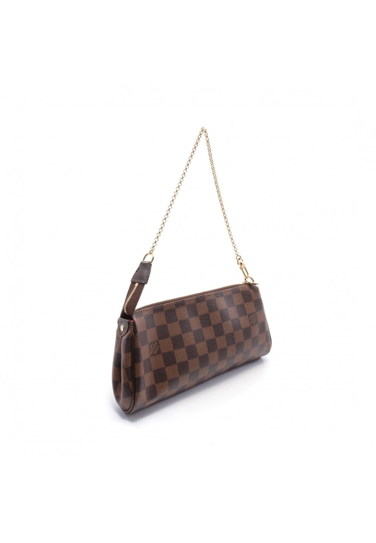 Pre-loved LOUIS VUITTON EVA Black checkerboard grid Chain Handbag PVC Genuine Leather Brown 2 Way Style 4 Pre-loved LOUIS VUITTON EVA Black checkerboard grid Chain Handbag PVC Genuine Leather Brown 2 Way Style - Image 2