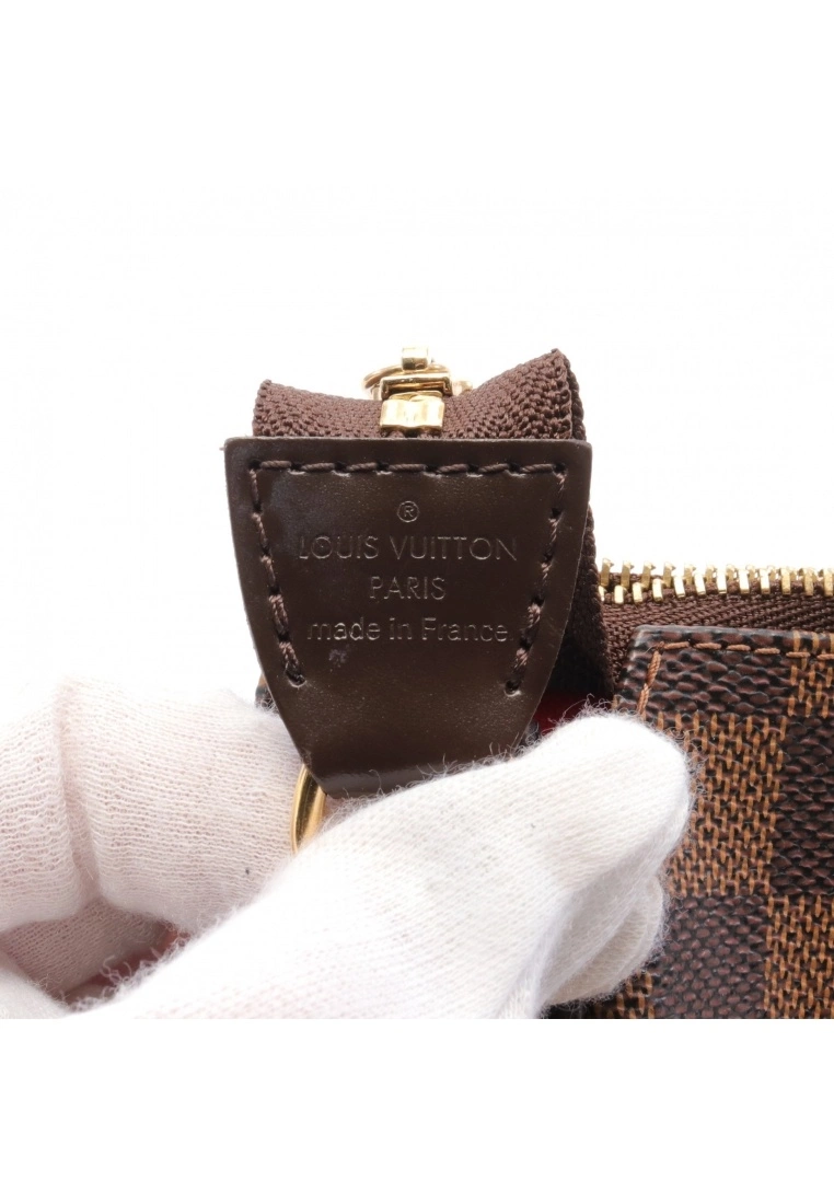 Pre-loved LOUIS VUITTON EVA Black checkerboard grid Chain Handbag PVC Genuine Leather Brown 2 Way Style 6 Pre-loved LOUIS VUITTON EVA Black checkerboard grid Chain Handbag PVC Genuine Leather Brown 2 Way Style - Image 4