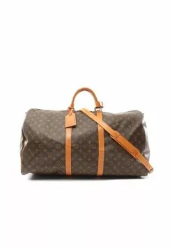 Pre-loved LOUIS VUITTON Keepall Bandouliere60 Classic Monogram Duffle Bag PVC Genuine Leather Brown 2 Way Style