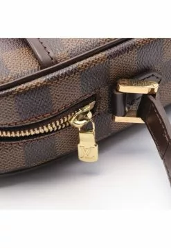 Pre-loved LOUIS VUITTON Lpanema PM Black checkerboard grid Shoulder Bag PVC Genuine Leather Brown -Louis Vuitton Shop louis vuitton 5197 8413936 6