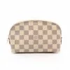 Pre-loved LOUIS VUITTON Pochette Cosmetic Pouch white checkered Small Pocket PVC Genuine Leather white -Louis Vuitton Shop louis vuitton 5206 4353936 1