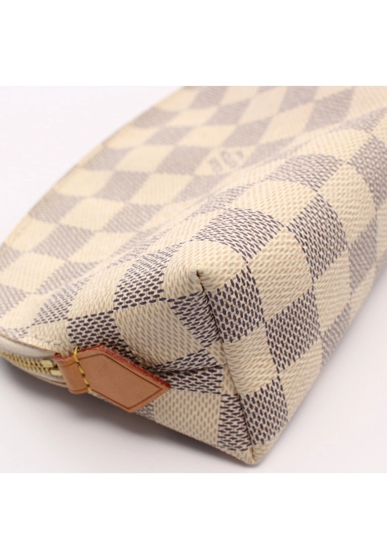 Pre-loved LOUIS VUITTON Pochette Cosmetic Pouch white checkered Small Pocket PVC Genuine Leather white 8 Pre-loved LOUIS VUITTON Pochette Cosmetic Pouch white checkered Small Pocket PVC Genuine Leather white - Image 6