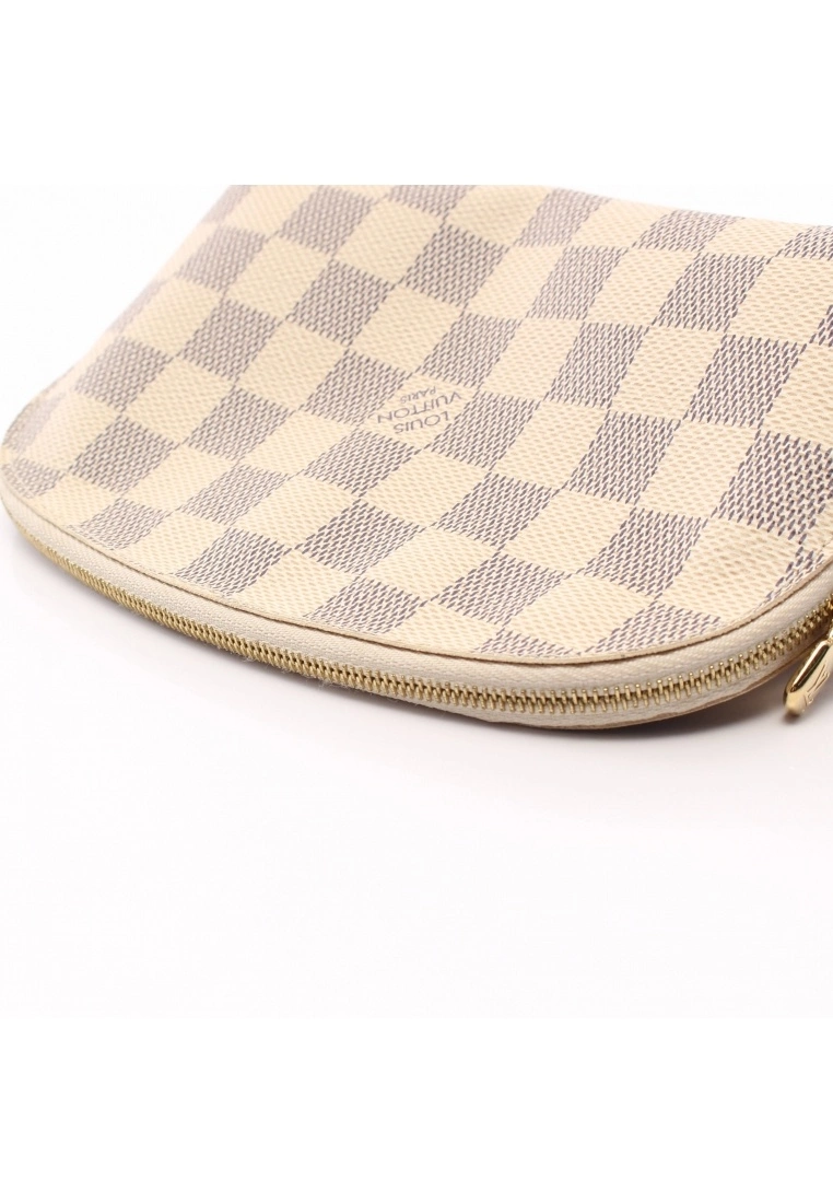 Pre-loved LOUIS VUITTON Pochette Cosmetic Pouch white checkered Small Pocket PVC Genuine Leather white 9 Pre-loved LOUIS VUITTON Pochette Cosmetic Pouch white checkered Small Pocket PVC Genuine Leather white - Image 7