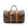 Pre-loved LOUIS VUITTON Keepall50 Classic Monogram Duffle Bag PVC Genuine Leather Brown