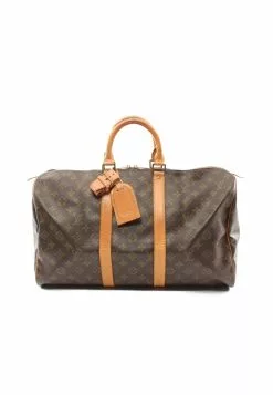 Pre-loved LOUIS VUITTON Keepall45 Classic Monogram Duffle Bag PVC Genuine Leather Brown