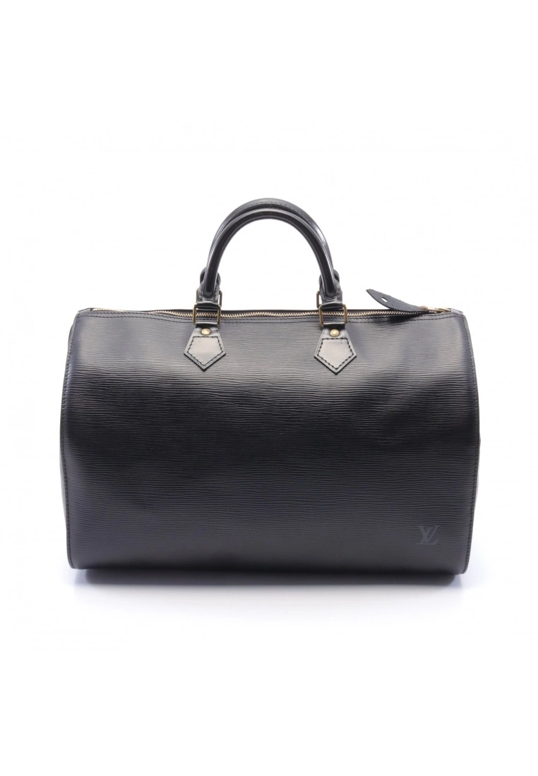 Pre-loved LOUIS VUITTON Speedy35 Waved Pattern Genuine Leather Handbag Black 3 Pre-loved LOUIS VUITTON Speedy35 Waved Pattern Genuine Leather Handbag Black