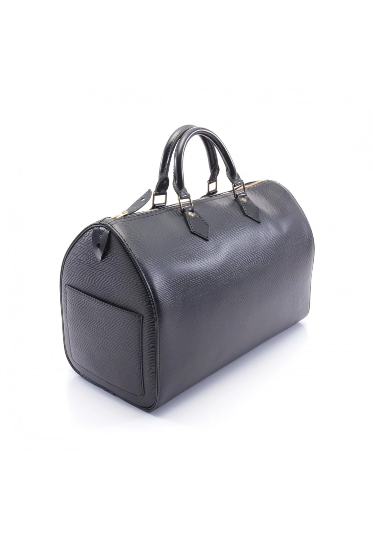 Pre-loved LOUIS VUITTON Speedy35 Waved Pattern Genuine Leather Handbag Black 4 Pre-loved LOUIS VUITTON Speedy35 Waved Pattern Genuine Leather Handbag Black - Image 2