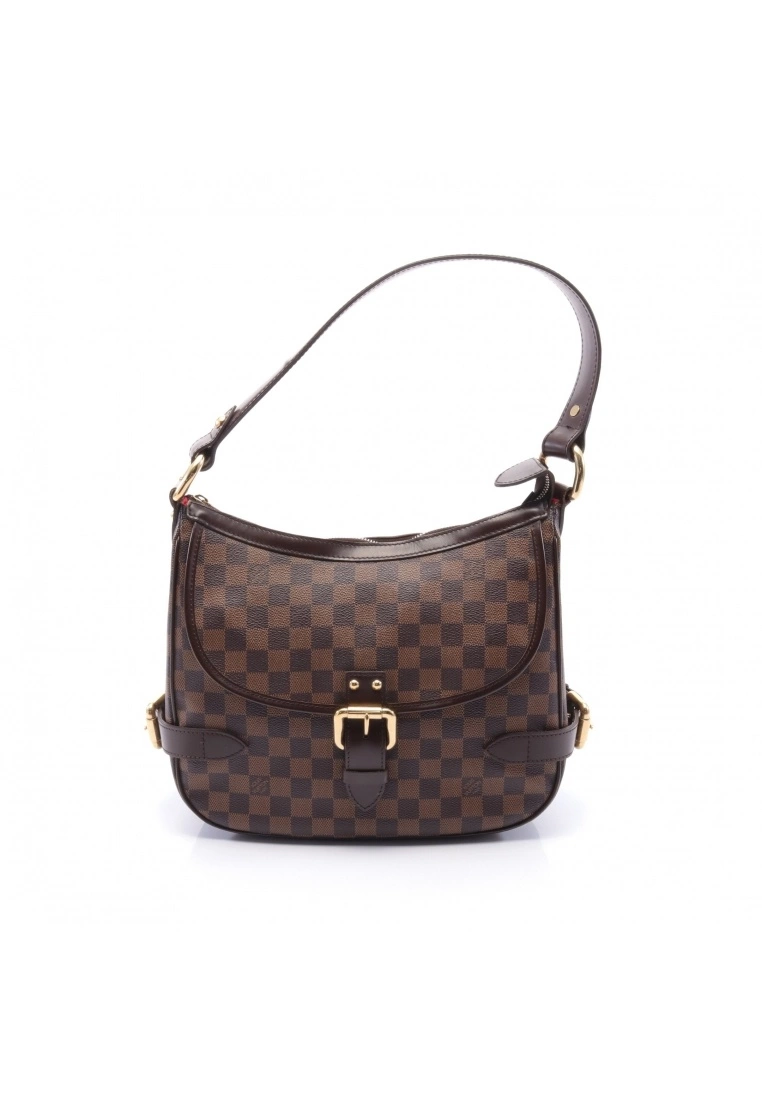 Pre-loved LOUIS VUITTON Highbury Black checkerboard grid Shoulder Bag PVC Genuine Leather Brown 3 Pre-loved LOUIS VUITTON Highbury Black checkerboard grid Shoulder Bag PVC Genuine Leather Brown