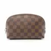 Pre-loved LOUIS VUITTON Pochette Cosmetic Pouch Black checkerboard grid Cosmetic Pouch PVC Brown