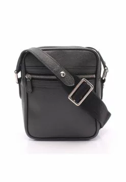 Pre-loved LOUIS VUITTON Dimitri Fine grain dark grey Genuine Leather Shoulder Bag Black