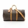 Pre-loved LOUIS VUITTON Keepall Bandouliere60 Classic Monogram Duffle Bag PVC Genuine Leather Brown 2 Way Style