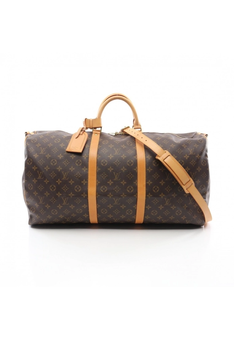 Pre-loved LOUIS VUITTON Keepall Bandouliere60 Classic Monogram Duffle Bag PVC Genuine Leather Brown 2 Way Style 3 Pre-loved LOUIS VUITTON Keepall Bandouliere60 Classic Monogram Duffle Bag PVC Genuine Leather Brown 2 Way Style