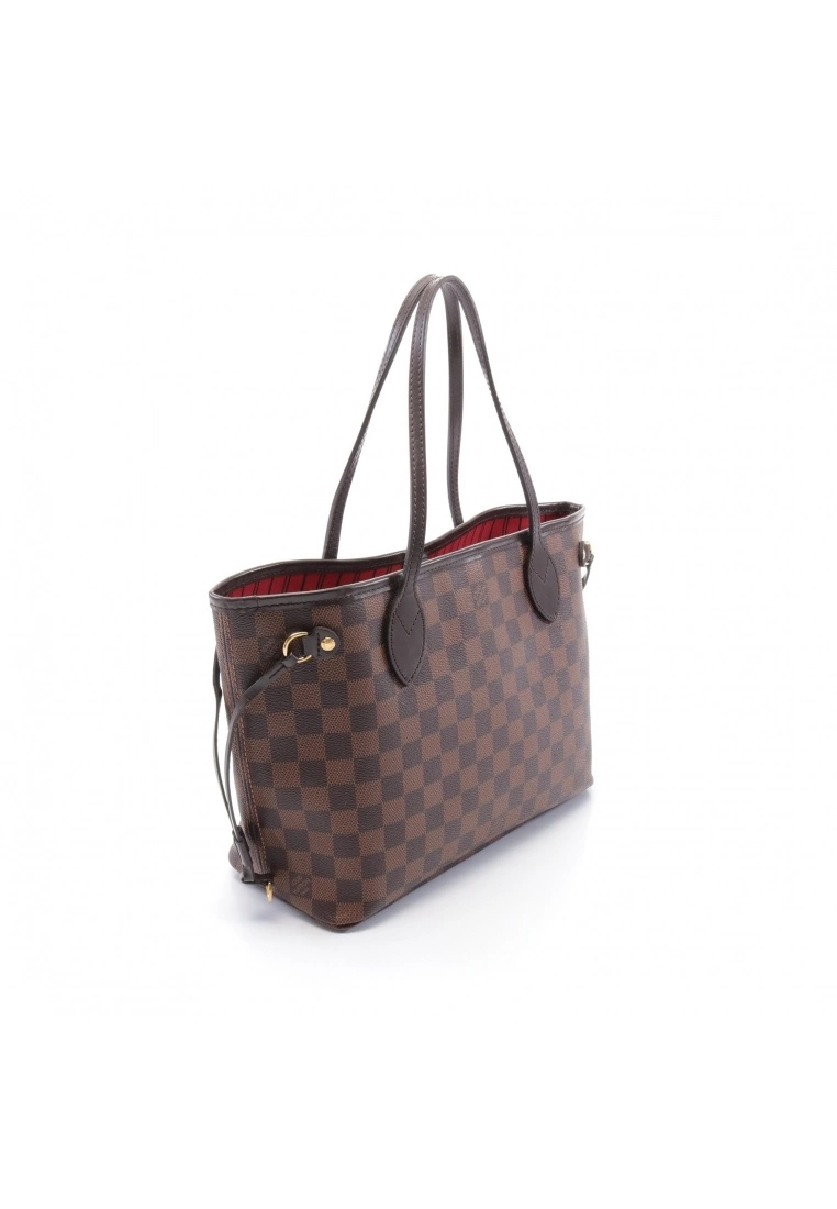 Pre-loved LOUIS VUITTON Neverfull PM Black checkerboard grid Handbag Tote Bag PVC Genuine Leather Brown 3 Pre-loved LOUIS VUITTON Neverfull PM Black checkerboard grid Handbag Tote Bag PVC Genuine Leather Brown - Image 2