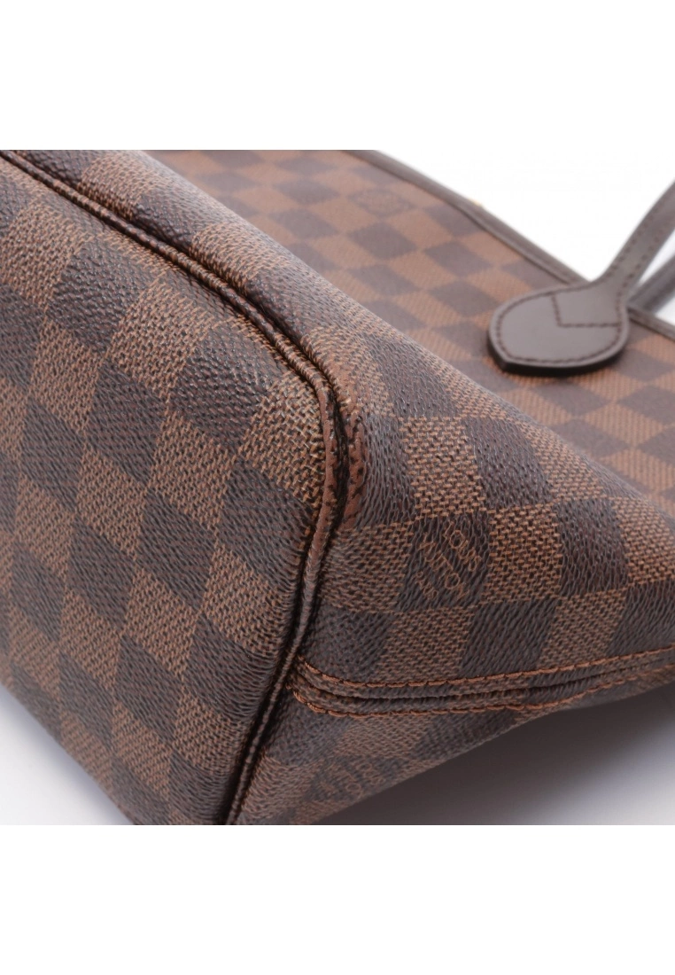 Pre-loved LOUIS VUITTON Neverfull PM Black checkerboard grid Handbag Tote Bag PVC Genuine Leather Brown 6 Pre-loved LOUIS VUITTON Neverfull PM Black checkerboard grid Handbag Tote Bag PVC Genuine Leather Brown - Image 5