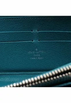 Pre-loved LOUIS VUITTON Waved Pattern Rounded corner zipper long Genuine Leather Wallet Blue -Louis Vuitton Shop louis vuitton 5252 6596936 4