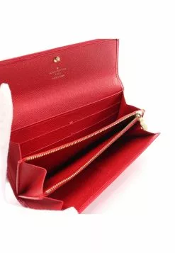 Pre-loved LOUIS VUITTON Pochette Porte-monnaie credit Waved Pattern Spanish Red Bi-fold Continental Genuine Leather Wallet Red -Louis Vuitton Shop louis vuitton 5257 3396936 3