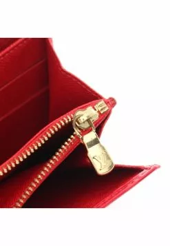 Pre-loved LOUIS VUITTON Pochette Porte-monnaie credit Waved Pattern Spanish Red Bi-fold Continental Genuine Leather Wallet Red -Louis Vuitton Shop louis vuitton 5257 3396936 6