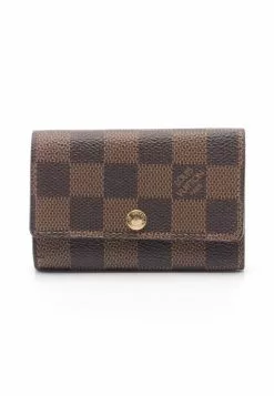 Pre-loved LOUIS VUITTON Multicore6 Black checkerboard grid 6 holes Key Pouch PVC Brown