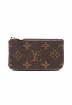 Pre-loved LOUIS VUITTON Pochette Cle Classic Monogram Coin Pouch PVC Brown With Key Ring