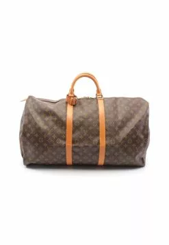 Pre-loved LOUIS VUITTON Keepall60 Classic Monogram Duffle Bag PVC Genuine Leather Brown