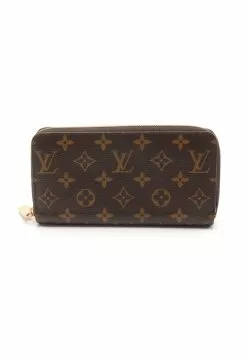 Pre-loved LOUIS VUITTON Classic Monogram Rounded corner zipper long Wallet PVC Brown