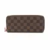 Pre-loved LOUIS VUITTON Portefeuille Clemence Black checkerboard grid Cherry Red Rounded corner zipper long Wallet PVC Genuine Leather Brown Red -Louis Vuitton Shop louis vuitton 5267 4896936 1