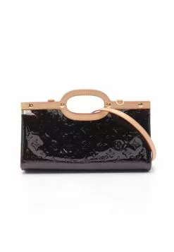 Pre-loved LOUIS VUITTON Roxbury Drive Classic Monogram Patent leather dark purple red Genuine Leather Handbag dark purple 2 Way Style