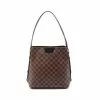 Pre-loved LOUIS VUITTON Cabas Rivington Black checkerboard grid Shoulder Bag PVC Genuine Leather Brown