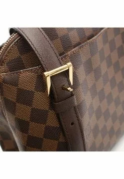 Pre-loved LOUIS VUITTON Belem MM Black checkerboard grid Shoulder Bag PVC Genuine Leather Brown -Louis Vuitton Shop louis vuitton 5313 5907936 6