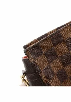 Pre-loved LOUIS VUITTON Trousse Make Up Black checkerboard grid Handbag PVC Genuine Leather Brown -Louis Vuitton Shop louis vuitton 5327 4707936 8