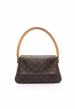 Pre-loved LOUIS VUITTON Mini Looping Classic Monogram Handbag PVC Genuine Leather Brown