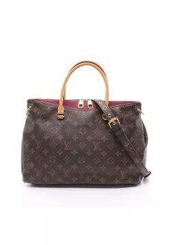 Pre-loved LOUIS VUITTON Pallas Classic Monogram Morning Glory Color Handbag PVC Genuine Leather Brown dark purple red 2 Way Style
