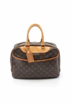 Pre-loved LOUIS VUITTON Deauville Bowling Vanity Classic Monogram Handbag PVC Genuine Leather Brown
