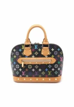 Pre-loved LOUIS VUITTON Alma Classic Monogram multi Black Handbag PVC Genuine Leather Black
