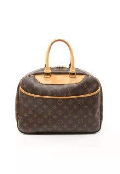 Pre-loved LOUIS VUITTON Deauville Bowling Vanity Classic Monogram Handbag PVC Genuine Leather Brown
