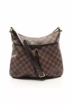 Pre-loved LOUIS VUITTON Bloomsbury PM Black checkerboard grid Shoulder Bag PVC Genuine Leather Brown