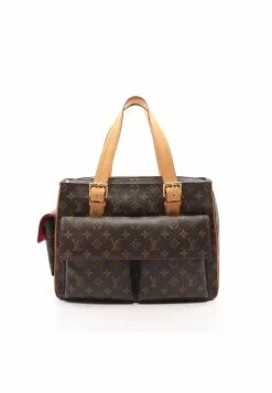 Pre-loved LOUIS VUITTON Multiple cite Classic Monogram Handbag PVC Genuine Leather Brown