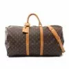 Pre-loved LOUIS VUITTON Keepall Bandouliere55 Classic Monogram Duffle Bag PVC Genuine Leather Brown 2 Way Style