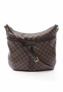 Pre-loved LOUIS VUITTON Bloomsbury GM Black Checkered Shoulder Bag PVC Genuine Leather Brown