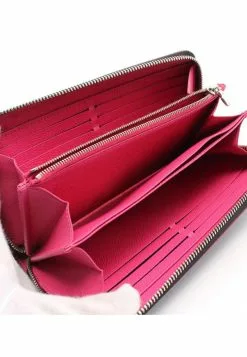 Pre-loved LOUIS VUITTON Waved Pattern Pink Round Edge Zipper long leather Wallet Black Pink -Louis Vuitton Shop louis vuitton 6277 5229436 3