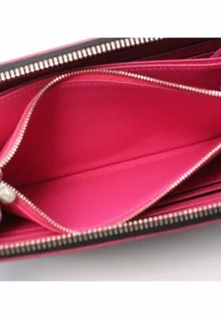 Pre-loved LOUIS VUITTON Waved Pattern Pink Round Edge Zipper long leather Wallet Black Pink -Louis Vuitton Shop louis vuitton 6277 5229436 5