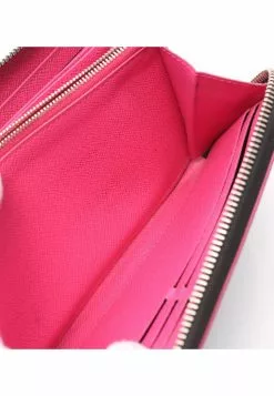 Pre-loved LOUIS VUITTON Waved Pattern Pink Round Edge Zipper long leather Wallet Black Pink -Louis Vuitton Shop louis vuitton 6277 5229436 6