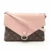 Pre-loved LOUIS VUITTON Saint Michel Classic Monogram Waved Pattern ballet pink Shoulder Bag PVC Genuine Leather Brown Light Pink