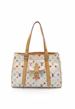 Pre-loved LOUIS VUITTON Aurelia MM Classic Monogram multi white Shoulder Bag Tote Bag PVC Genuine Leather white